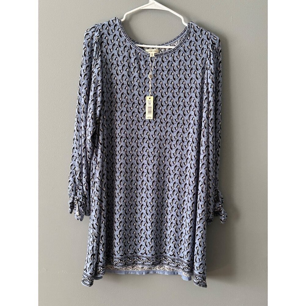 Max Studio 1X Top Plus Size Blouse Tunic Flowy Lightweight Stretch Pullover